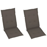 Garden Chairs 2 pcs with Taupe Cushions Solid Teak Wood - Rear View
