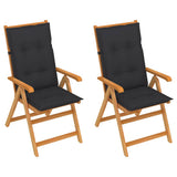 Folding Chairs 2 pcs with Anthracite Cushions Solid Teak Wood