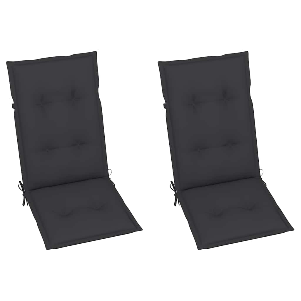 Folding Chairs 2 pcs with Anthracite Cushions Solid Teak Wood