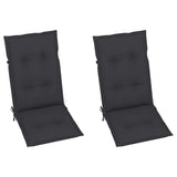 Folding Chairs 2 pcs with Anthracite Cushions Solid Teak Wood - 45-Degree Angle