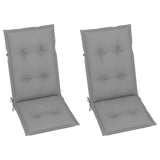 Folding Chairs 2 pcs with Grey Cushions Solid Teak Wood - 45-Degree Angle
