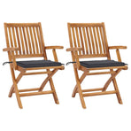 Folding Chairs 2 pcs with Anthracite Cushions Solid Teak Wood
