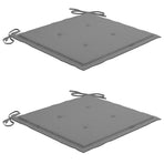 Folding Chairs 2 pcs with Grey Cushions Solid Teak Wood