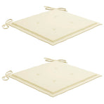 Folding Chairs 2 pcs with Cream Cushions Solid Teak Wood