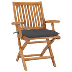Folding Chairs 2 pcs with Anthracite Cushions Solid Teak Wood