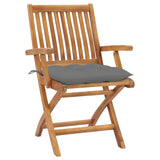 Garden Chairs 2 pcs with Grey Cushions Solid Teak Wood - Front View