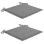 Folding Chairs 2 pcs with Grey Cushions Solid Teak Wood