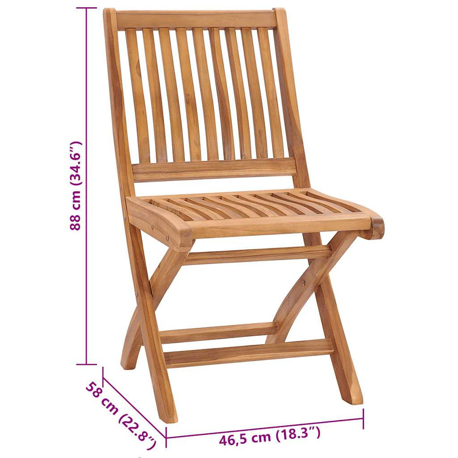 Folding Chairs 2 pcs with Beige Cushions Solid Teak Wood
