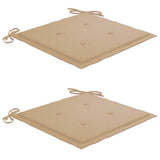 Garden Chairs 2 pcs with Beige Cushions Solid Teak Wood