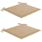 Folding Chairs 2 pcs with Beige Cushions Solid Teak Wood