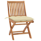 Garden Chairs 2 pcs with Cream White Cushions Solid Teak Wood - Front View