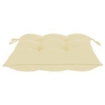 Folding Chairs 2 pcs with Cream White Cushions Solid Teak Wood