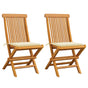 Folding Chairs with Cream Cushions 2 pcs Solid Teak Wood