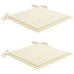 Folding Chairs with Cream Cushions 2 pcs Solid Teak Wood