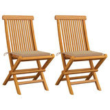 Garden Chairs with Beige Cushions 2 pcs Solid Teak Wood