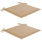 Folding Chairs with Beige Cushions 2 pcs Solid Teak Wood