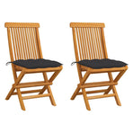 Folding Chairs with Anthracite Cushions 2 pcs Solid Teak Wood