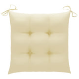 Garden Chairs with Cream White Cushions 2 pcs Solid Teak Wood - Close-Up Angle