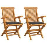Garden Chairs with Anthracite Cushions 2 pcs Solid Teak Wood