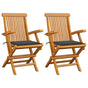 Folding Chairs with Anthracite Cushions 2 pcs Solid Teak Wood