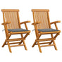 Folding Chairs with Grey Cushions 2 pcs Solid Teak Wood