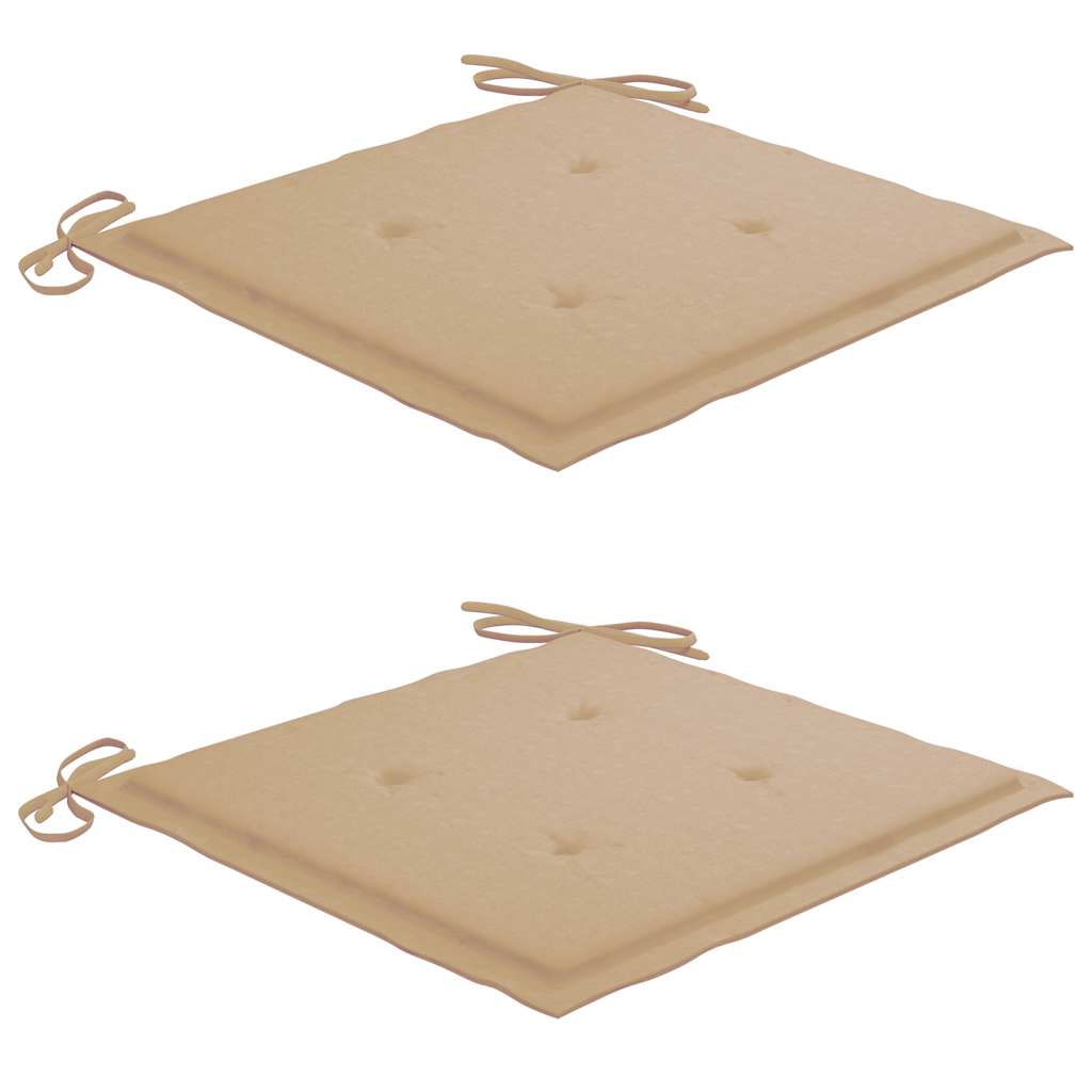 Garden Chairs with Beige Cushions 2 pcs Solid Teak Wood