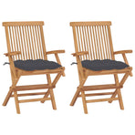 Folding Chairs with Anthracite Cushions 2 pcs Solid Teak Wood