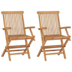 Folding Chairs with Anthracite Cushions 2 pcs Solid Teak Wood
