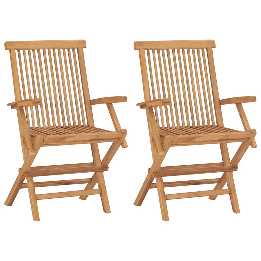 Folding Chairs with Anthracite Cushions 2 pcs Solid Teak Wood