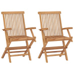 Folding Chairs with Cream White Cushions 2 pcs Solid Teak Wood