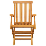 Garden Chairs with Grey Cushions 3 pcs Solid Teak Wood