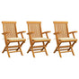 Folding Chairs with Cream Cushions 3 pcs Solid Teak Wood