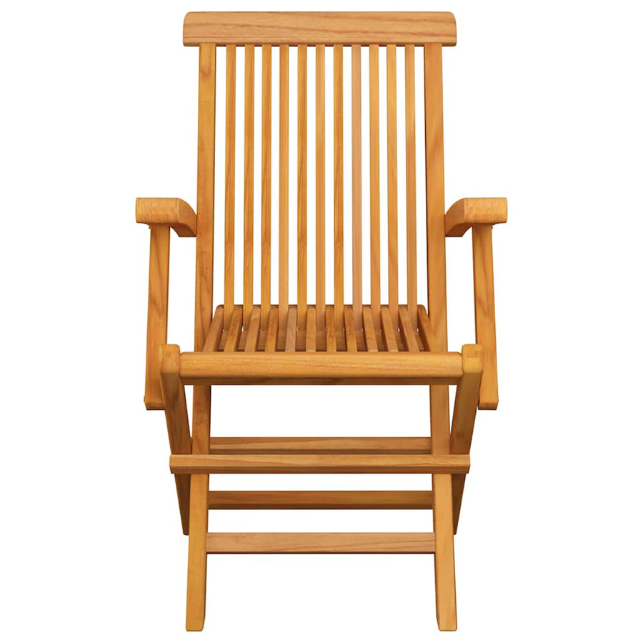 Folding Chairs with Beige Cushions 3 pcs Solid Teak Wood