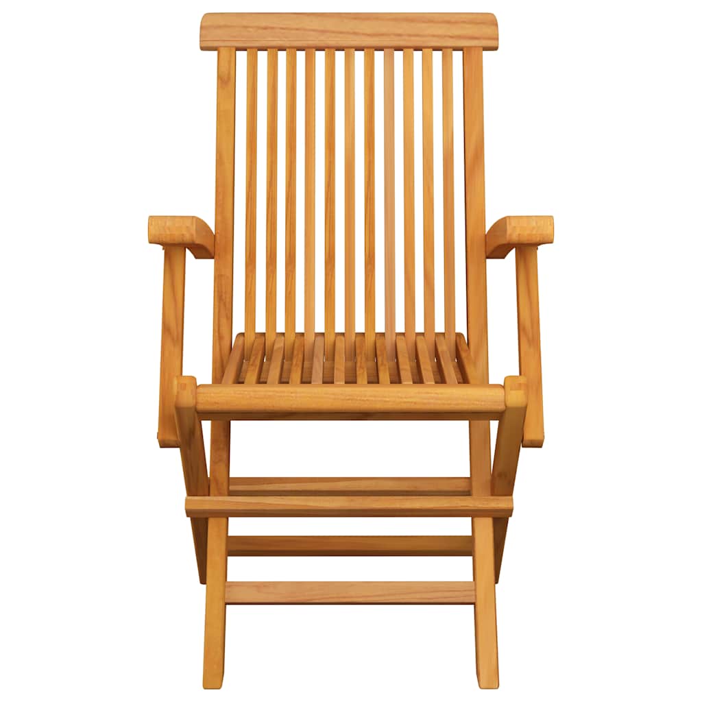 Folding Chairs with Blue Cushions 3 pcs Solid Teak Wood