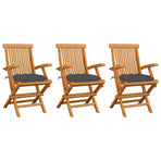 Folding Chairs with Anthracite Cushions 3 pcs Solid Teak Wood