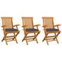 Folding Chairs with Anthracite Cushions 3 pcs Solid Teak Wood