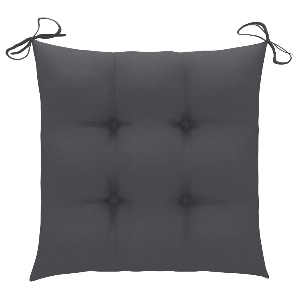 Folding Chairs with Anthracite Cushions 3 pcs Solid Teak Wood