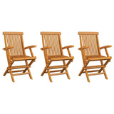 Folding Chairs with Anthracite Cushions 3 pcs Solid Teak Wood - Low Angle