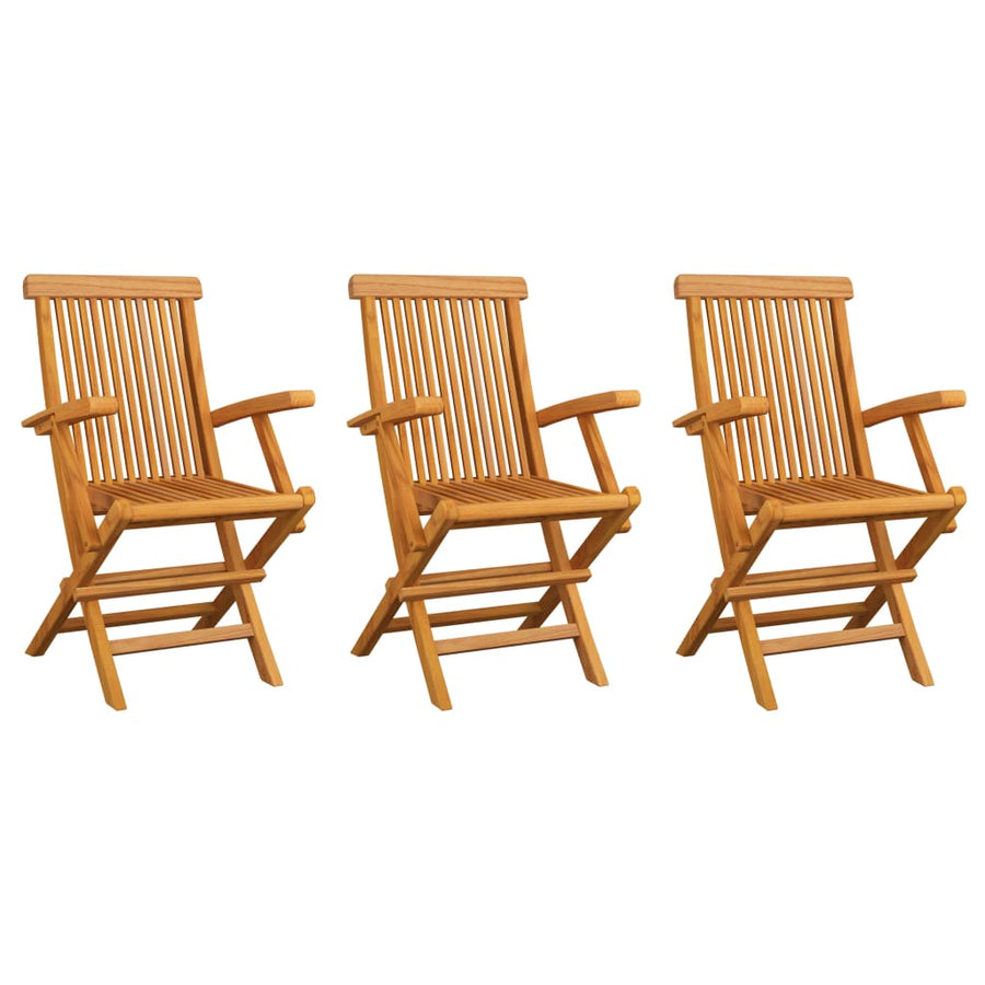 Folding Chairs with Anthracite Cushions 3 pcs Solid Teak Wood
