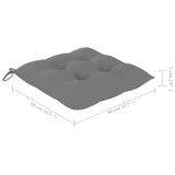 Garden Chairs with Grey Cushions 3 pcs Solid Teak Wood - Extra Image