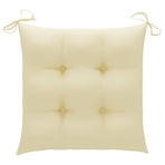 Folding Chairs with Cream White Cushions 3 pcs Solid Teak Wood