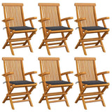 Garden Chairs with Anthracite Cushions 6 pcs Solid Teak Wood