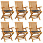 Folding Chairs with Anthracite Cushions 6 pcs Solid Teak Wood