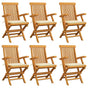 Folding Chairs with Cream Cushions 6 pcs Solid Teak Wood