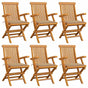 Folding Chairs with Beige Cushions 6 pcs Solid Teak Wood