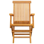 Folding Chairs with Beige Cushions 6 pcs Solid Teak Wood