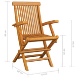 Folding Chairs with Blue Cushions 6 pcs Solid Teak Wood
