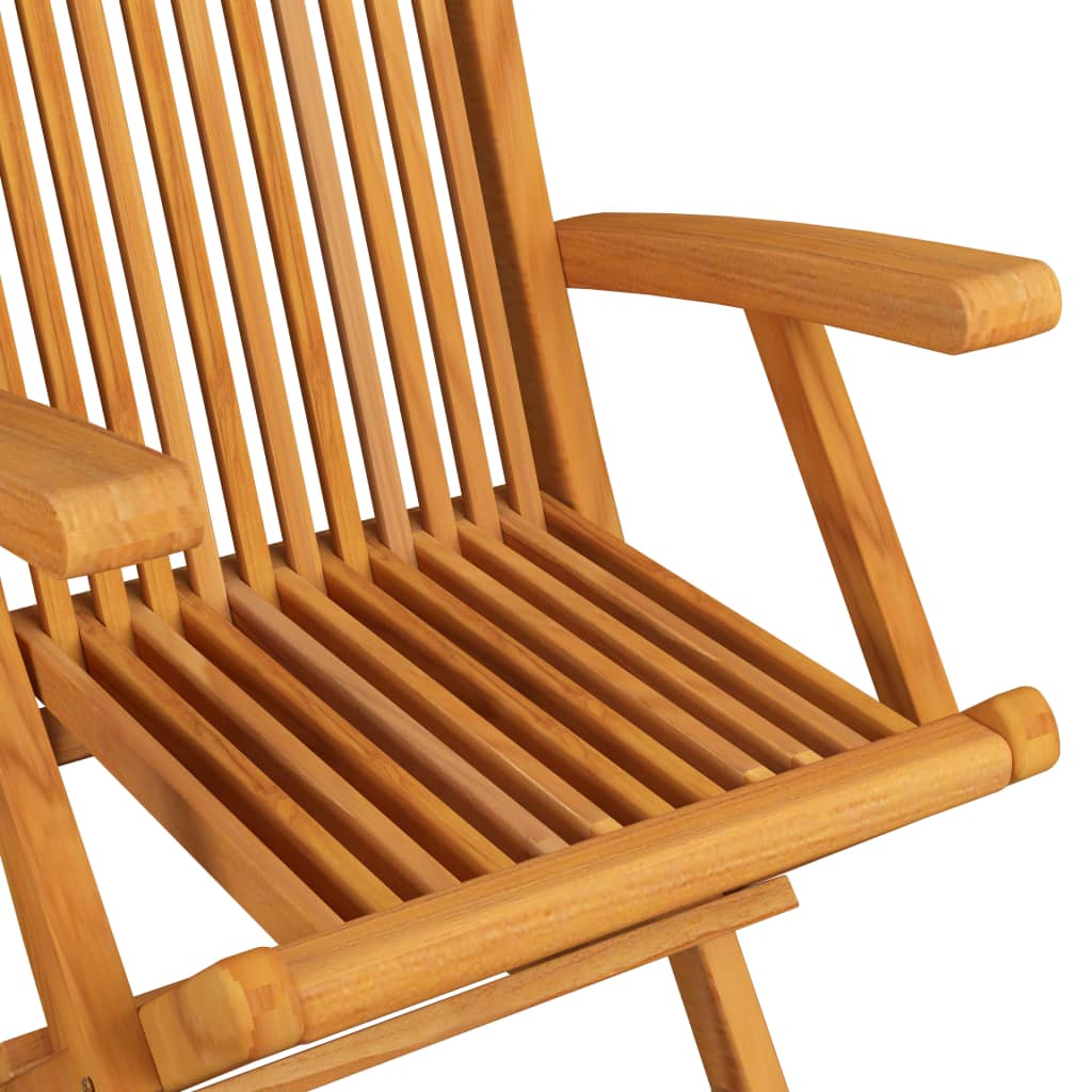 Folding Chairs with Blue Cushions 6 pcs Solid Teak Wood