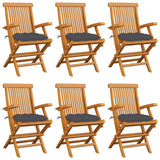 Garden Chairs with Anthracite Cushions 6 pcs Solid Teak Wood
