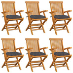 Folding Chairs with Anthracite Cushions 6 pcs Solid Teak Wood